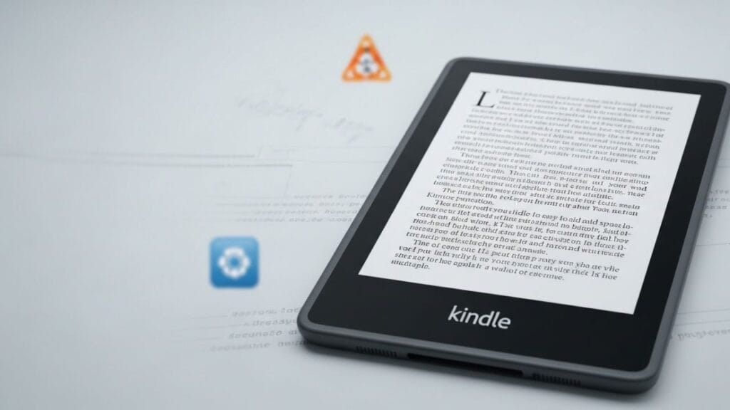 Kindle exibindo livro digital com elementos gráficos representando o sistema operacional baseado em Linux