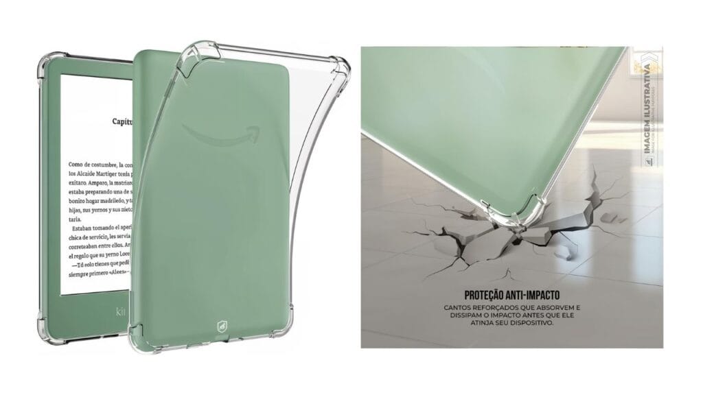 GShield Capa Case Anti-impacto Compatível com Kindle (Transparente, Paperwhite 2024)