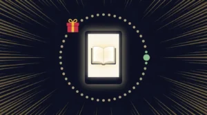 Kindle com linha do tempo circular de 30 dias e ícone de presente — ilustração do artigo sobre como aproveitar o teste grátis do Kindle Unlimited.