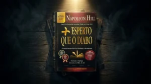 Livro Mais Esperto que o Diabo de Napoleon Hill sobre superfície escura com iluminação dramática — resenha completa do livro que ficou escondido por 70 anos.