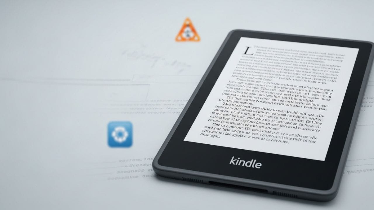 Kindle exibindo livro digital com elementos gráficos representando o sistema operacional baseado em Linux