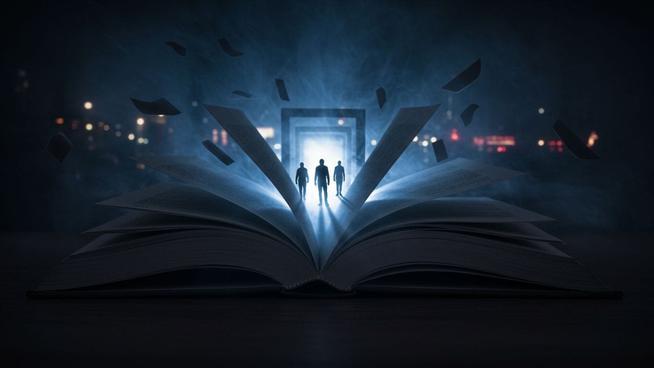 Capa de artigo sobre os melhores livros de suspense para ler em 2026, com atmosfera sombria e misteriosa, ideal para fãs de suspense policial, thriller psicológico e terror.