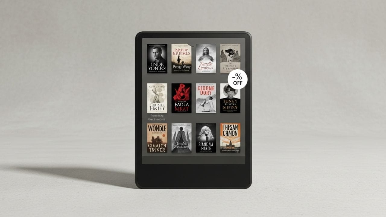 Kindle Unlimited preço 2025 em destaque, mostrando e-reader com livros digitais, representando promoções, descontos e ofertas do serviço de assinatura da Amazon Brasil.