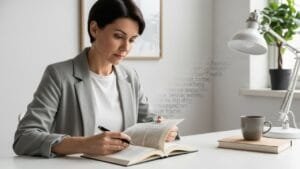Pessoa lendo um livro e com dificuldade de concentração, representando o problema “leio e não lembro de nada” durante os estudos