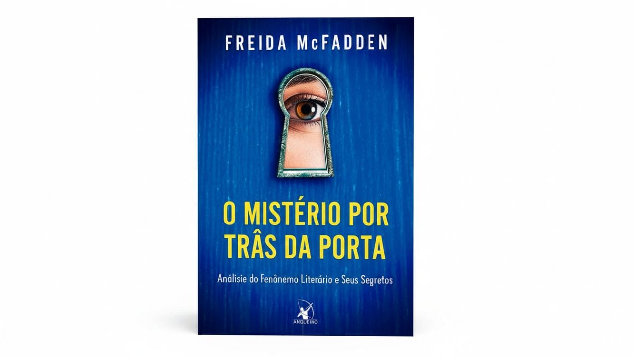 Capa do livro "A Empregada" em um mockup realista, com iluminação dramática e atmosfera de suspense psicológico. O livro está em pé sobre uma mesa escura, com tons sombrios e sombras criadas pela luz lateral, transmitindo um clima tenso e misterioso.