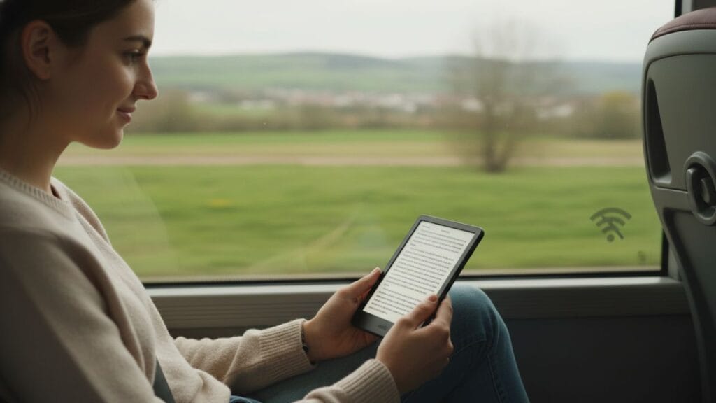 Kindle funcionando sem internet para leitura offline em viagem