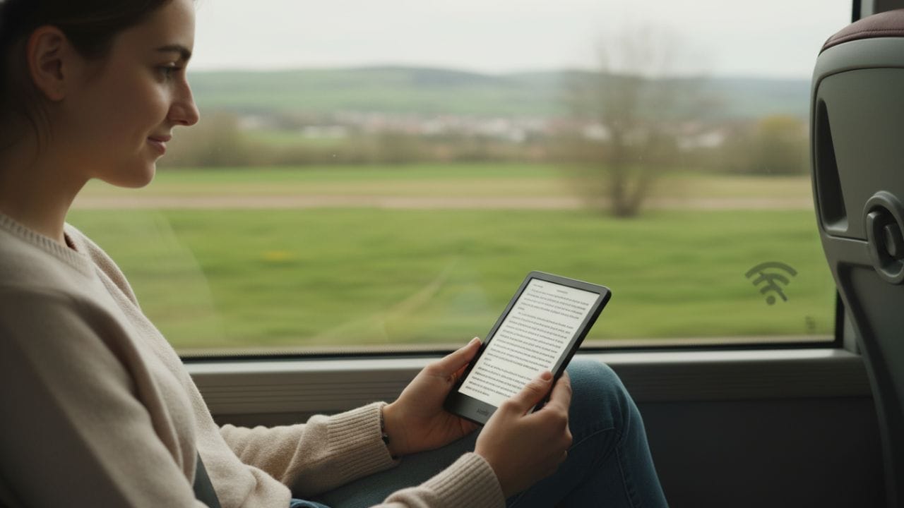 Kindle funcionando sem internet para leitura offline em viagem