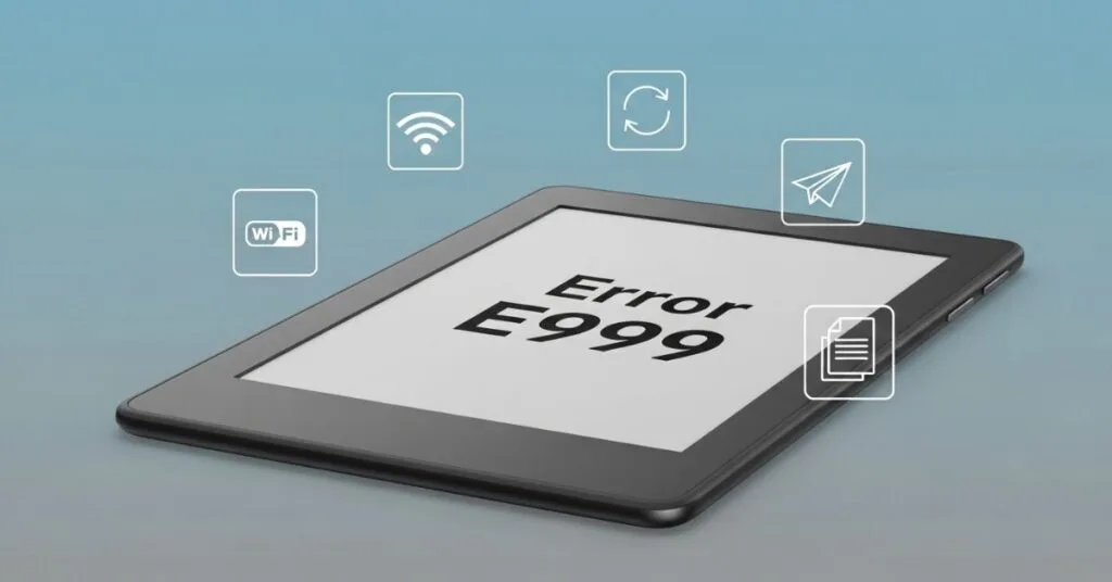 Erro E999 no Kindle exibido na tela do leitor digital durante falha ao enviar arquivo pelo Send to Kindle