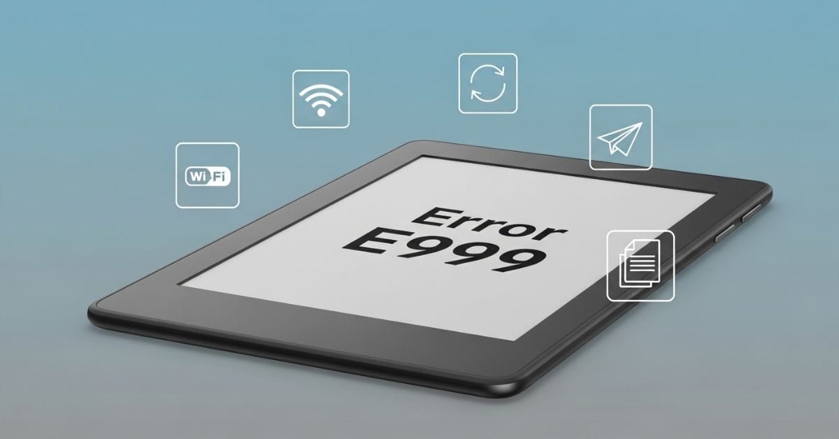 Erro E999 no Kindle exibido na tela do leitor digital durante falha ao enviar arquivo pelo Send to Kindle